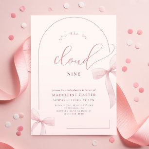 Watercolor Blush Pink Bow Snowflake Baby Shower Invitation
