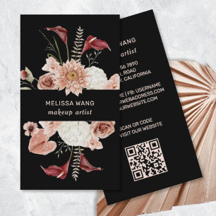 Watercolor Blush Pink Burgundy Flowers Business Card