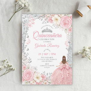 Watercolor Blush Pink Butterflies Quinceañera Invitation