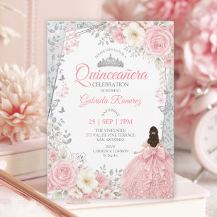 Watercolor Blush Pink Butterflies Quinceañera Invitation