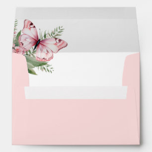 Watercolor Blush Pink Butterfly Girl Birthday Envelope