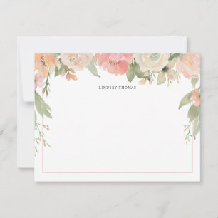 Watercolor Blush Pink Coral Floral Personalized Card