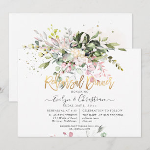 Watercolor Blush Pink Eucalyptus Rehearsal Dinner Invitation