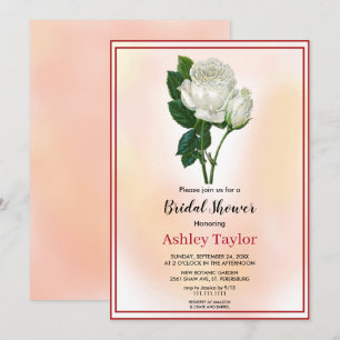 Watercolor blush pink fall floral Bridal Shower Invitation