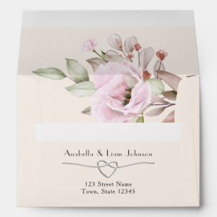 Watercolor Blush Pink Floral 5x7 Envelope