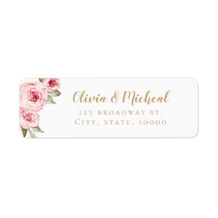 Watercolor blush pink floral return address