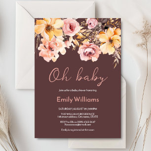 Watercolor blush pink girl baby shower invitation