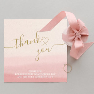Watercolor Blush Pink Modern Minimalist Thank You Card