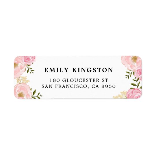 Watercolor Blush Pink Peonies Address Label