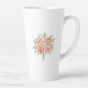Watercolor Blush Pink Peony and Rose Floral Coffee Latte Mug