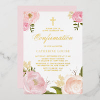 Watercolor Blush Pink Peony Floral Confirmation