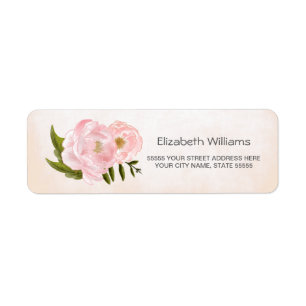Watercolor Blush Pink Peony Return Address Labels