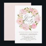 Watercolor Blush Pink Peony Wreath Graduation Invitation<br><div class="desc">Invite guests to your event with this customizable graduation invitation. It features a blush pink peony wreath. Personalize this botanical invitation by adding your details. This pink floral wreath graduation invitation is perfect for spring and garden events.</div>