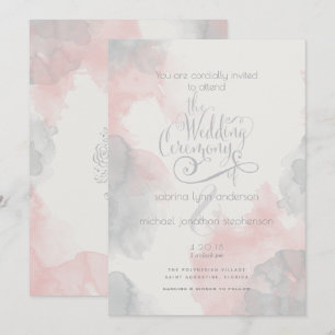 Watercolor Blush Pink Pewter theBarefootBride™ Invitation