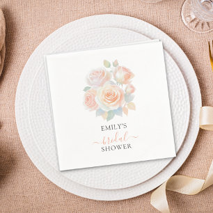 Watercolor Blush Rose Gold Garden Bridal Shower Napkin