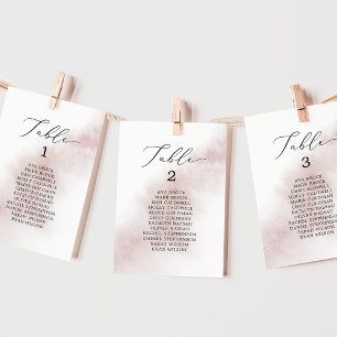 Watercolor Blush Table Number Seating Chart Cards