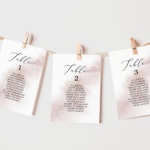 Watercolor Blush Table Number Seating Chart Cards