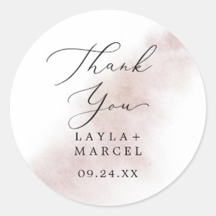 Watercolor Blush Thank You Wedding Favour Sticker