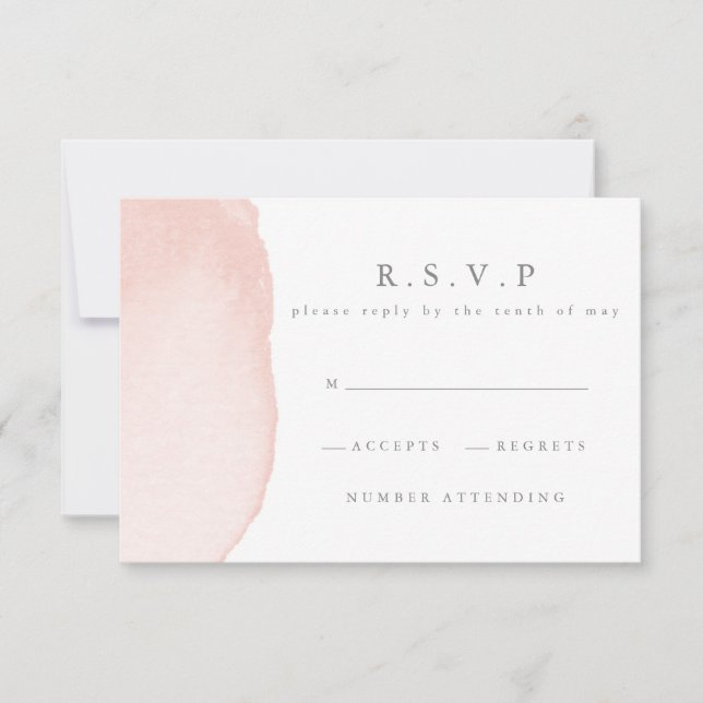 watercolor blush wedding R.S.V.P reply card (Front)