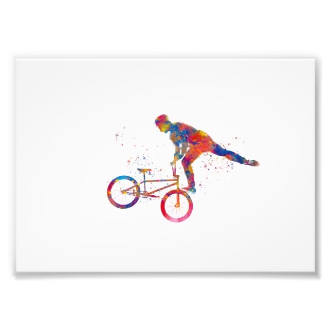 watercolor bmx bicycle race photo print (Front)
