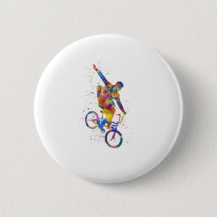 Watercolor bmx rider 2 inch round button
