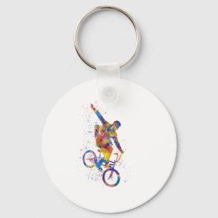 Watercolor bmx rider keychain