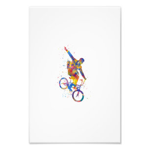 Watercolor bmx rider photo print