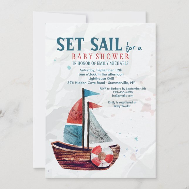 Watercolor Boat Invitation (Front)