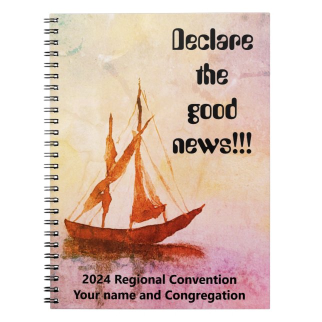 Watercolor boat - JW Convention 2024  Notebook (Front)