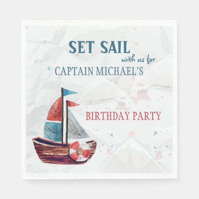 Watercolor Boat Napkins (Front)