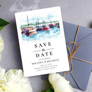 Watercolor Boat Wedding Enregistrer la carte Date