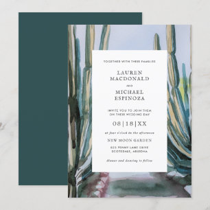 Watercolor Bohemian Cactus Green Desert Invitation