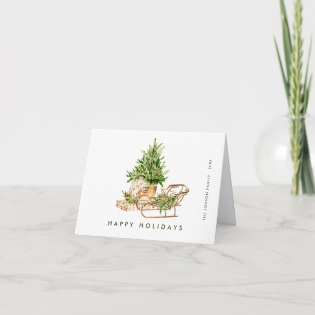 Watercolor Bohemian Christmas Composition Holiday Card (Front)