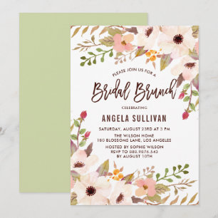 Watercolor Bohemian Flowers Bridal Brunch Invitation