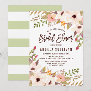 Watercolor Bohemian Flowers Bridal Shower Invitation