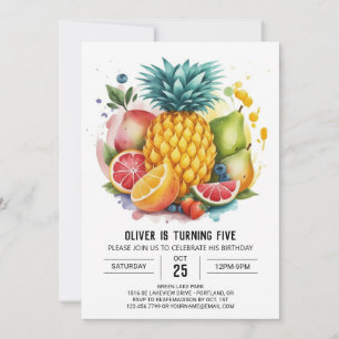 Watercolor Bohemian Fruity Birthday Invitation
