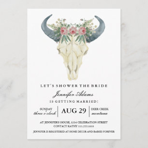 Watercolor Bohemian Roses Bridal Shower Invitation