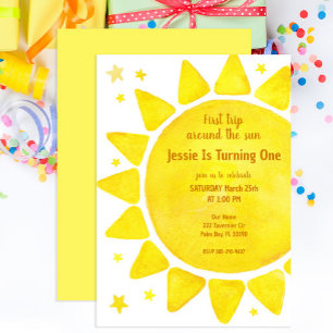 Watercolor Boho 1st Birthday Napkins – First Trip  Invitation