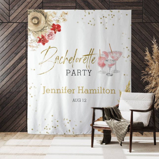 Watercolor Boho Bachelorette Party Backdrop Tapestry (Creator Uploaded)
