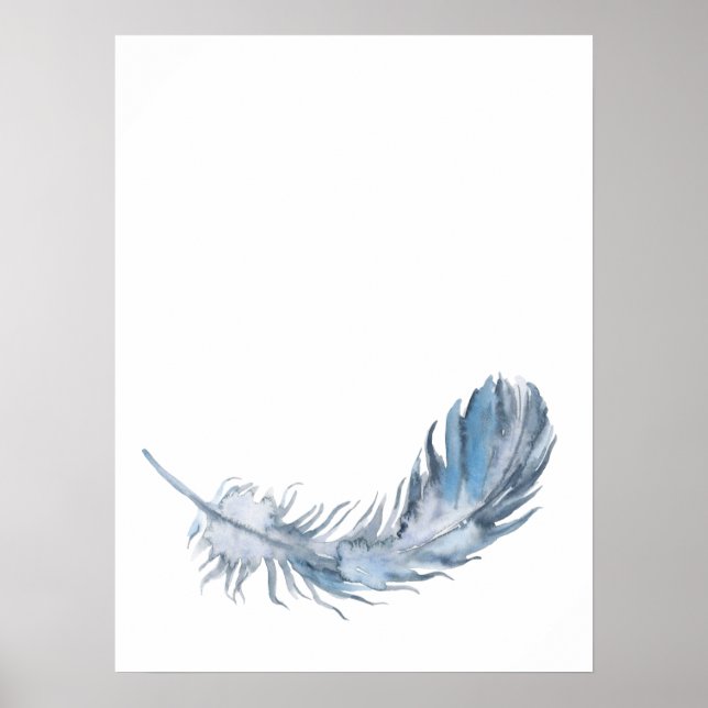 Watercolor Boho Blue Feather Print (Front)