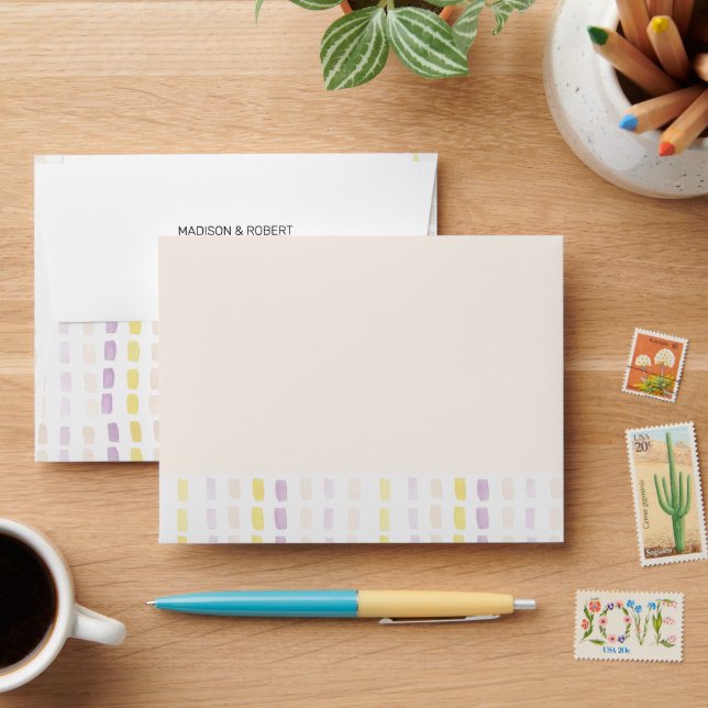 Watercolor Boho Blush Floral Elegant Envelope (Desk)