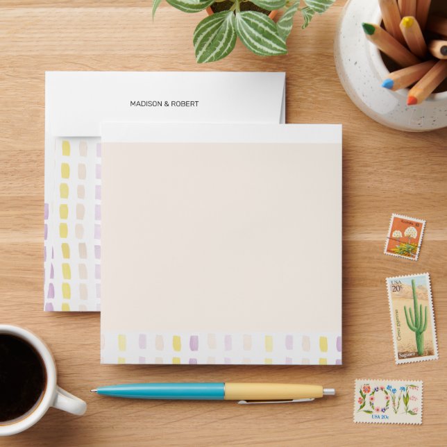 Watercolor Boho Blush Floral Elegant Envelope (Desk)