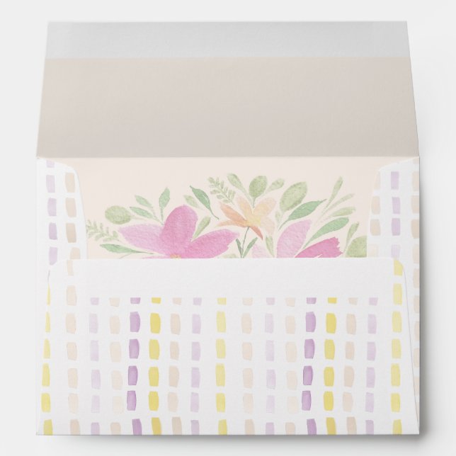 Watercolor Boho Blush Floral Elegant Envelope (Back (Bottom))