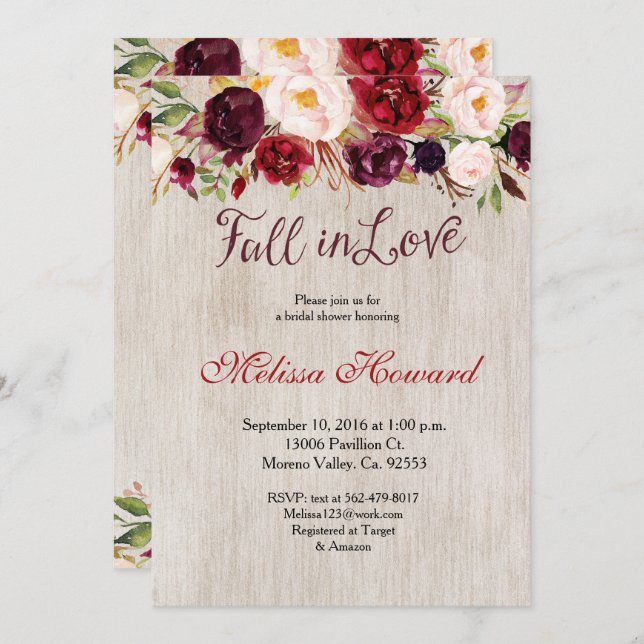 Watercolor Boho Bridal Shower Invitation (Front/Back)