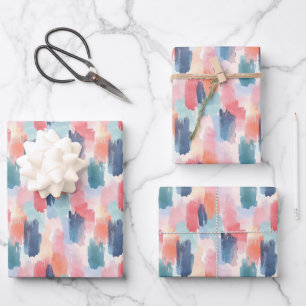 Watercolor Boho Brush Marks Wrapping Paper Sheet