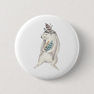 Watercolor Boho Bunny 2 Inch Round Button