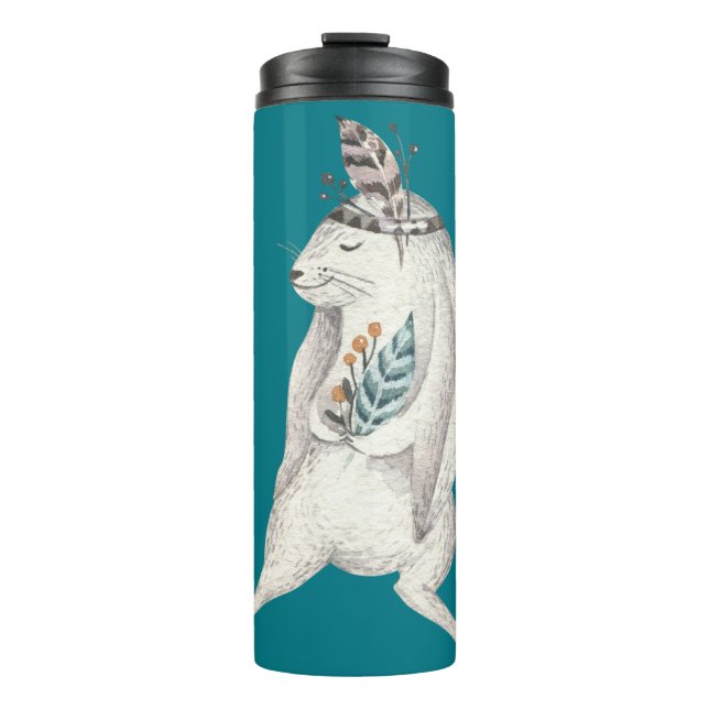 Watercolor Boho Bunny Thermal Tumbler (Front)