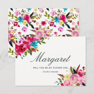 Watercolor Boho Chic Will You Be My Flower Girl Invitation