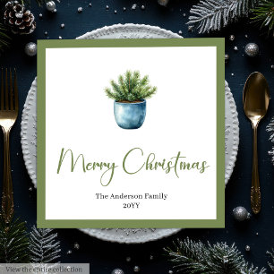 Watercolor Boho Christmas Tree in Rustic Style  Napkin
