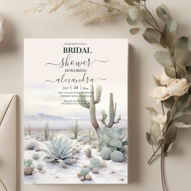 Watercolor Boho Desert Mountain Bridal Shower Invitation (Creator Uploaded)